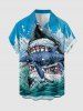 Sharks Sea Waves Print Plus Size Matching Hawaii Beach Outfit For Couples -  