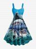 Sharks Sea Waves Print Plus Size Matching Hawaii Beach Outfit For Couples -  