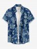 Tenue de plage hawaïenne assortie pour couples, imprimée branches, feuilles et fleurs - Bleu profond 