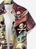 Tenue de plage assortie grande taille pour couples, motif voilier pirate à tête de mort et vagues, idéale pour une croisière à Hawaï. - Noir 