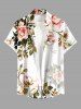 Ensemble de plage hawaïen assorti pour couples, imprimé ombré de fleurs, feuilles et branches, grandes tailles - Olive Verte 
