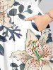 Flower Leaf Branch Print Plus Size Matching Hawaii Beach Outfit For Couples -  