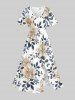 Flower Leaf Branch Print Plus Size Matching Hawaii Beach Outfit For Couples -  