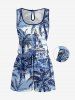 Matching Hawaii Shirt and Romper Beach Outfit Coconut Tree Seascape Building Print For Couples -  