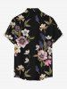 Tenue de plage hawaïenne assortie à imprimé floral et feuilles pour couples - Noir 