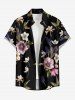 Tenue de plage hawaïenne assortie à imprimé floral et feuilles pour couples - Noir 