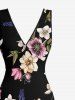 Tenue de plage hawaïenne assortie à imprimé floral et feuilles pour couples - Noir 