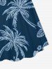 Robe hawaïenne grande taille à imprimé tropical feuilles de cocotier et fleurs d'hibiscus, cintrée - Bleu profond XS