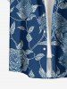 Branch Leaf Flower Print Hawaii Button Pocket Shirt For Men -  