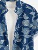 Branch Leaf Flower Print Hawaii Button Pocket Shirt For Men -  
