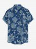Branch Leaf Flower Print Hawaii Button Pocket Shirt For Men -  