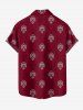 Chemise hawaïenne à poches boutons, imprimé tête de mort, rose et feuilles, grande taille, pour hommes - Rouge Vineux 2XL