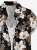 Chemise hawaïenne pour femme à imprimé floral et feuilles ombré - Café profond XS