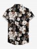 Chemise hawaïenne pour femme à imprimé floral et feuilles ombré - Café profond 2XL