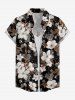 Chemise hawaïenne pour femme à imprimé floral et feuilles ombré - Café profond 2XL