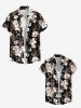 Chemise hawaïenne pour femme à imprimé floral et feuilles ombré - Café profond 2XL