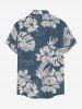 Chemise à poches boutons grande taille pour homme, imprimée de fleurs d'hibiscus et de feuilles tropicales, style hawaïen. - Bleu profond 4XL