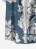Chemise à poches boutons grande taille pour homme, imprimée de fleurs d'hibiscus et de feuilles tropicales, style hawaïen. - Bleu profond 4XL