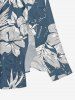 Robe midi trapèze grande taille à imprimé floral tropical et hibiscus, style hawaïen, avec poches fendues - Bleu profond 4X