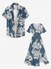Robe midi trapèze grande taille à imprimé floral tropical et hibiscus, style hawaïen, avec poches fendues - Bleu profond 4X