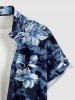 Flowers Leaf Tie Dye Print Buttons Pocket Hawaii Shirt For Men -  