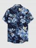 Flowers Leaf Tie Dye Print Buttons Pocket Hawaii Shirt For Men -  