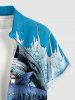 Chemise hawaïenne grande taille pour homme, imprimé requins et vagues, avec boutons et poche. - Bleu clair S