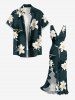Robe hawaïenne à imprimé feuilles et fleurs d'hibiscus, volants et fente cache-cœur - Bleu profond XS