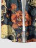 Skull Flower Leaf Print Buttons Pocket Hawaii Shirt For Men -  
