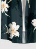 Chemise hawaïenne grande taille pour homme, à imprimé feuilles d'hibiscus, boutons et poche. - Bleu profond S