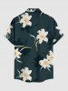 Chemise hawaïenne grande taille pour homme, à imprimé feuilles d'hibiscus, boutons et poche. - Bleu profond S