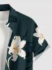 Chemise hawaïenne grande taille pour homme, à imprimé feuilles d'hibiscus, boutons et poche. - Bleu profond 2XL