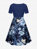 Robe hawaïenne grande taille à imprimé floral tie-dye et ceinture cintrée - Bleu profond XS