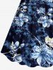Robe hawaïenne grande taille à imprimé floral tie-dye et ceinture cintrée - Bleu profond XS