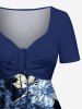 Robe hawaïenne grande taille à imprimé floral tie-dye et ceinture cintrée - Bleu profond XS
