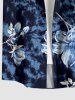 Chemise hawaïenne grande taille pour homme, imprimé 3D fleurs galaxie pailletées, boutons et poche - Bleu profond 2XL