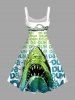 Robe débardeur hawaïenne imprimée requin nageur grande taille - Vert 1X