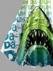 Robe débardeur hawaïenne imprimée requin nageur grande taille - Vert 1X