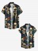 Chemise hawaïenne pour femme à imprimé tête de mort, fleurs et feuilles, boutons et poche. - Turquoise Foncée 2XL