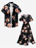 Robe mi-longue hawaïenne fendue à imprimé floral et feuilles grande taille - Noir 3X