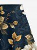 Flower Leaf Print Hawaii Split A Line Skirt -  