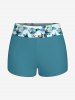 Maillot de bain tankini hawaïen à imprimé fleurs et feuilles, dos nu et jambes courtes, style torsadé. - Turquoise 3X