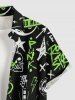 Plus Size Skull Guitar Print Hawaii Rock and Roll Button Pocket Shirt For Men - Vert M