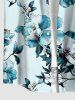 Flower Leaf Branch Print Hawaii Button Pocket Shirt For Men -  