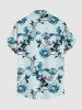 Flower Leaf Branch Print Hawaii Button Pocket Shirt For Men -  