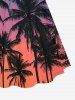 Robe hawaïenne grande taille imprimée ciel ombré cocotier et ciel, cintrée - Bleu profond 1X