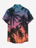 Coconut Tree Ombre Sky Print Hawaii Button Pocket Shirt For Men -  