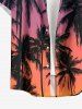 Coconut Tree Ombre Sky Print Hawaii Button Pocket Shirt For Men -  