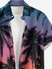 Coconut Tree Ombre Sky Print Hawaii Button Pocket Shirt For Men -  