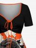 Dinosaur Cat Print Cinched A Line Dress -  